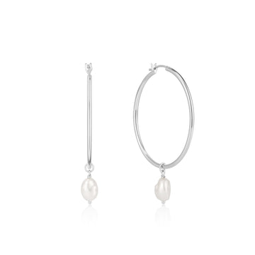 Ania Haie Silver Pearl Hoop Earrings