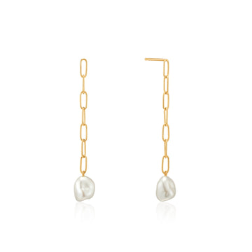 Ania Haie Gold Pearl Chunky Drop Earrings