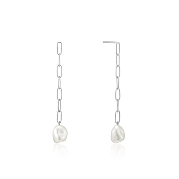 Ania Haie Silver Pearl Chunky Drop Earrings