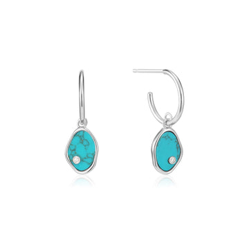 Ania Haie Silver Tidal Turquoise Mini Hoop Earrings