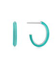 Ania Haie Teal Enamel Thick Silver Hoop Earrings