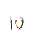 Ania Haie Forest Green Enamel Gold Sparkle Overlap Hoop Earrings