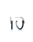 Ania Haie Navy Blue Enamel Silver Sparkle Overlap Hoop Earrings