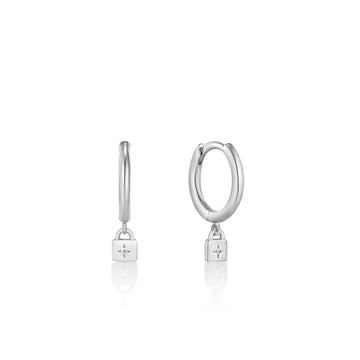 Ania Haie Silver Padlock Huggie Hoop Earrings