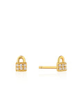 Ania Haie Gold Padlock Sparkle Stud Earrings