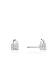 Ania Haie Silver Padlock Sparkle Stud Earrings