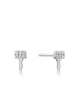 Ania Haie Silver Key Sparkle Stud Earrings