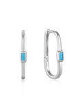 Ania Haie Turquoise Oval Silver Hoop Earrings