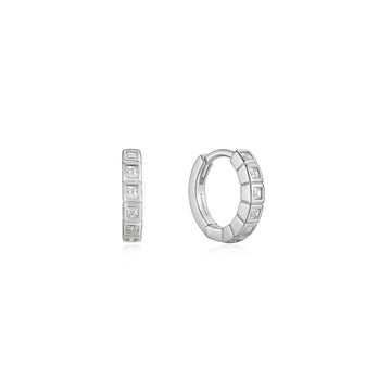 Silver Glam Huggie Hoop Earrings