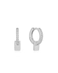 Silver Glam Pendant Huggie Hoop Earrings