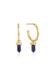 Gold Lapis Point Pendant Small Hoop Earrings