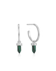 Silver Malachite Point Pendant Small Hoop Earrings