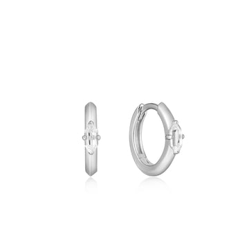 Ania Haie Silver Sparkle Emblem Huggie Hoop Earrings