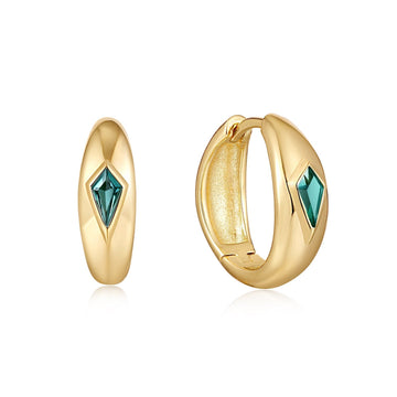 Ania Haie Gold Teal Sparkle Dome Hoop Earrings