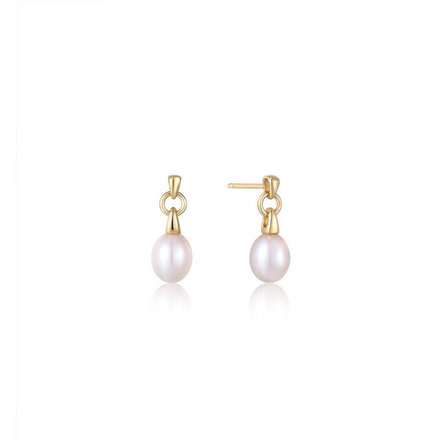 Ania Haie Gold Pearl Drop Stud Earrings