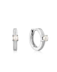 Ania Haie Silver Pearl Cabochon Huggie Hoop Earrings