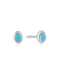 Ania Haie Silver Turquoise Wave Stud Earrings