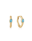 Ania Haie Gold Turquoise Wave Huggie Hoop Earrings