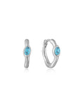 Ania Haie Silver Turquoise Wave Huggie Hoop Earrings