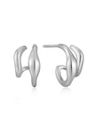 Ania Haie Silver Wave Double Hoop Stud Earrings