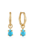 Ania Haie Gold Turquoise Drop Wave Huggie Hoop Earrings