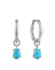 Ania Haie Silver Turquoise Drop Wave Huggie Hoop Earrings