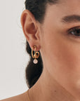 Ania Haie Gold Orb Rose Quartz Stud Mini Hoop Earrings