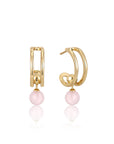 Ania Haie Gold Orb Rose Quartz Stud Mini Hoop Earrings