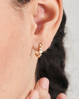 Gold Kyoto Opal Oval Huggie Hoop Earrings