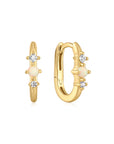 Gold Kyoto Opal Oval Huggie Hoop Earrings