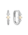 Silver Kyoto Opal Oval Huggie Hoop Earrings