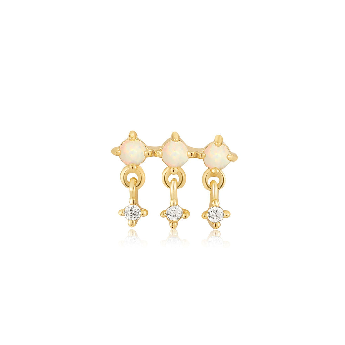 Gold Kyoto Opal Drop Sparkle Barbell Single Earring