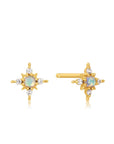 Ania Haie 14kt Gold Opal and White Sapphire Star Stud Earrings