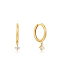 Ania Haie 14kt Gold Natural Diamond Drop Huggie Hoop Earrings