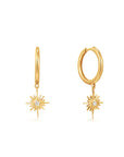 Ania Haie 14kt Gold Natural Diamond Sunburst Huggie Hoop Earrings