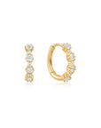 Ania Haie 14kt Gold White Sapphire and Blue Topaz Huggie Hoop Earrings