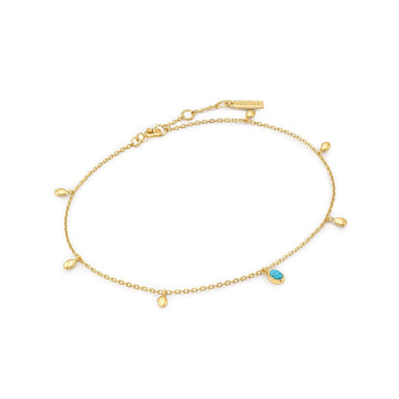 Ania Haie Gold Turquoise Drop Pendant Anklet