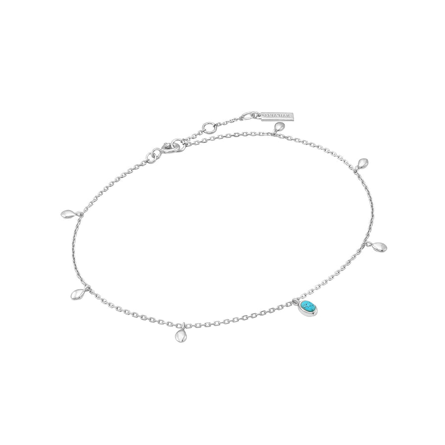 Ania Haie Silver Turquoise Drop Pendant Anklet