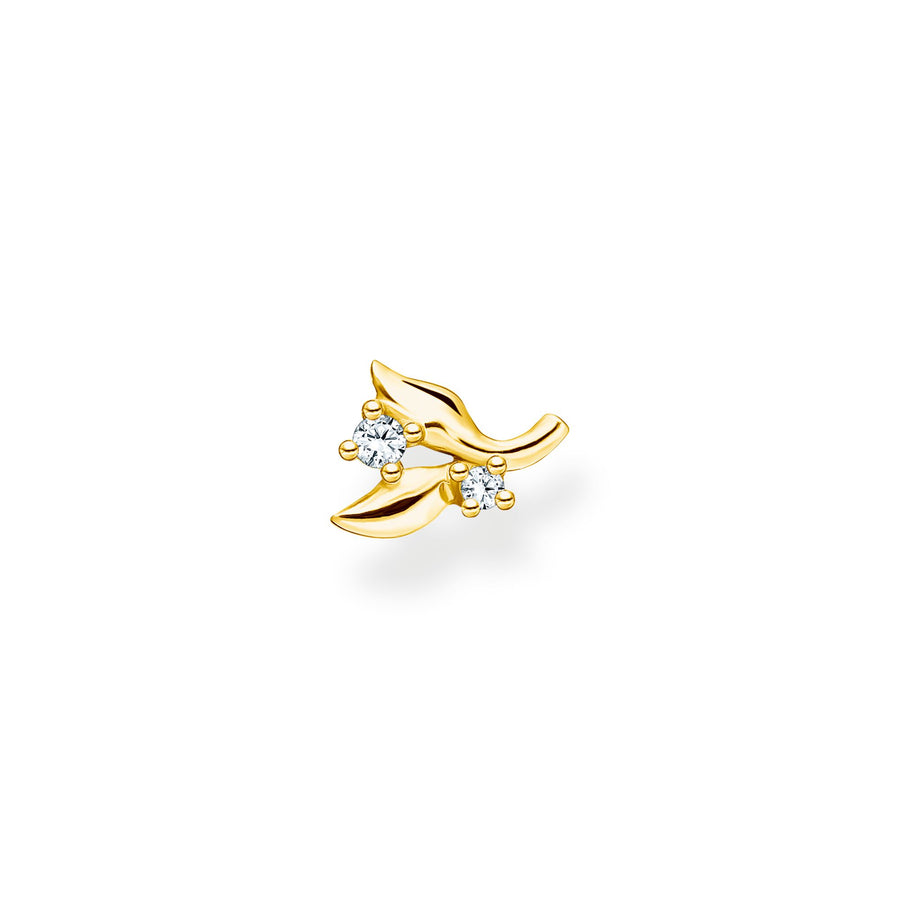 Thomas Sabo Single ear stud leaves white stones gold