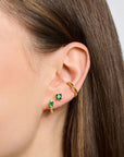 THOMAS SABO Single ear stud with green stone gold