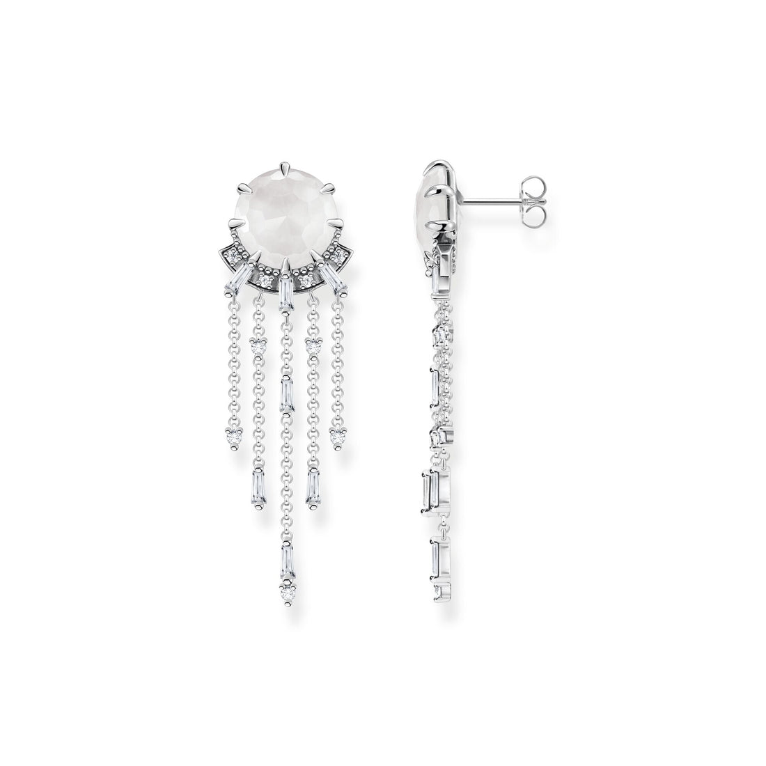 THOMAS SABO Earrings milky quartz with winter sun rays silver