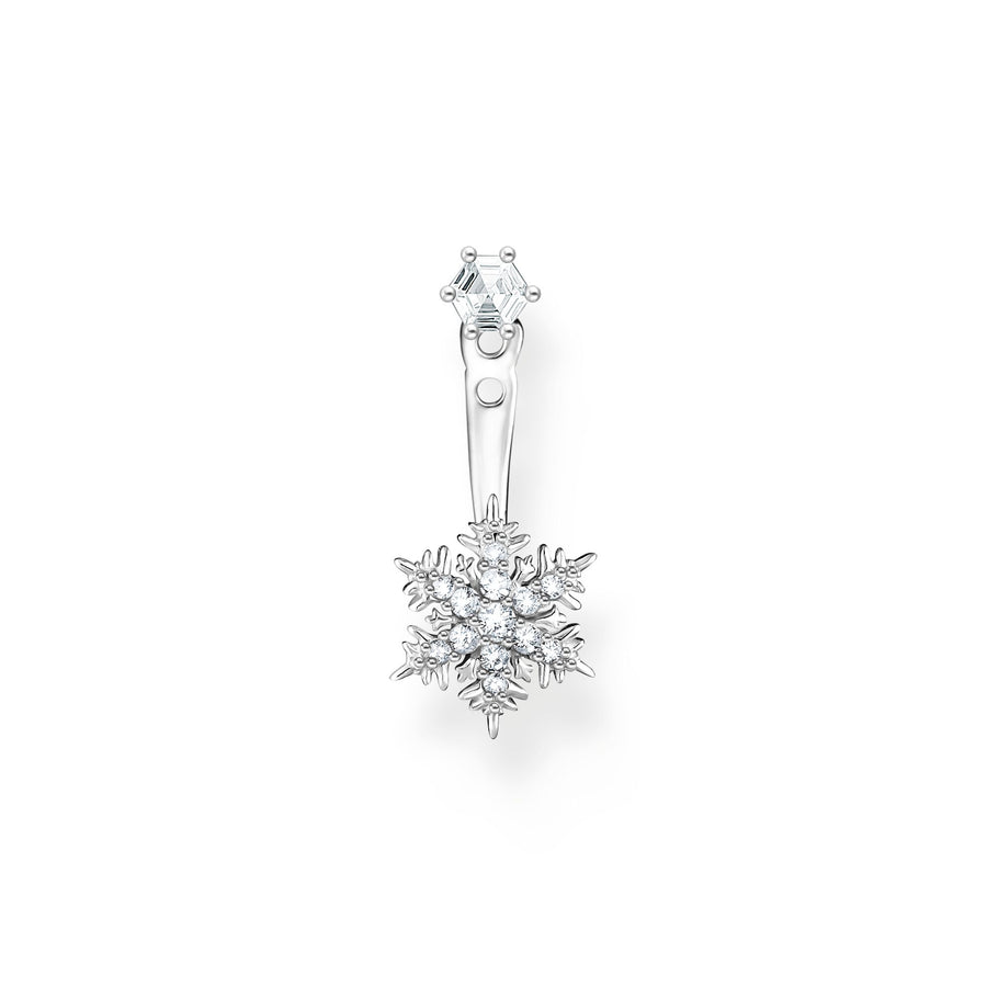 THOMAS SABO Single ear stud snowflake with white stones silver