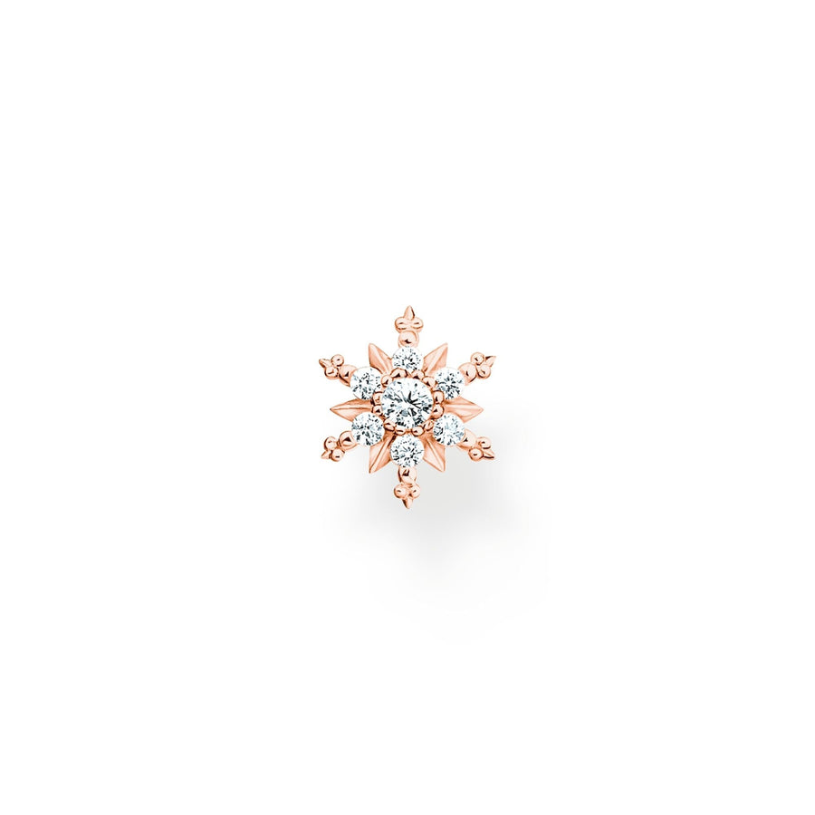 THOMAS SABO Single ear stud snowflake with white stones rose gold