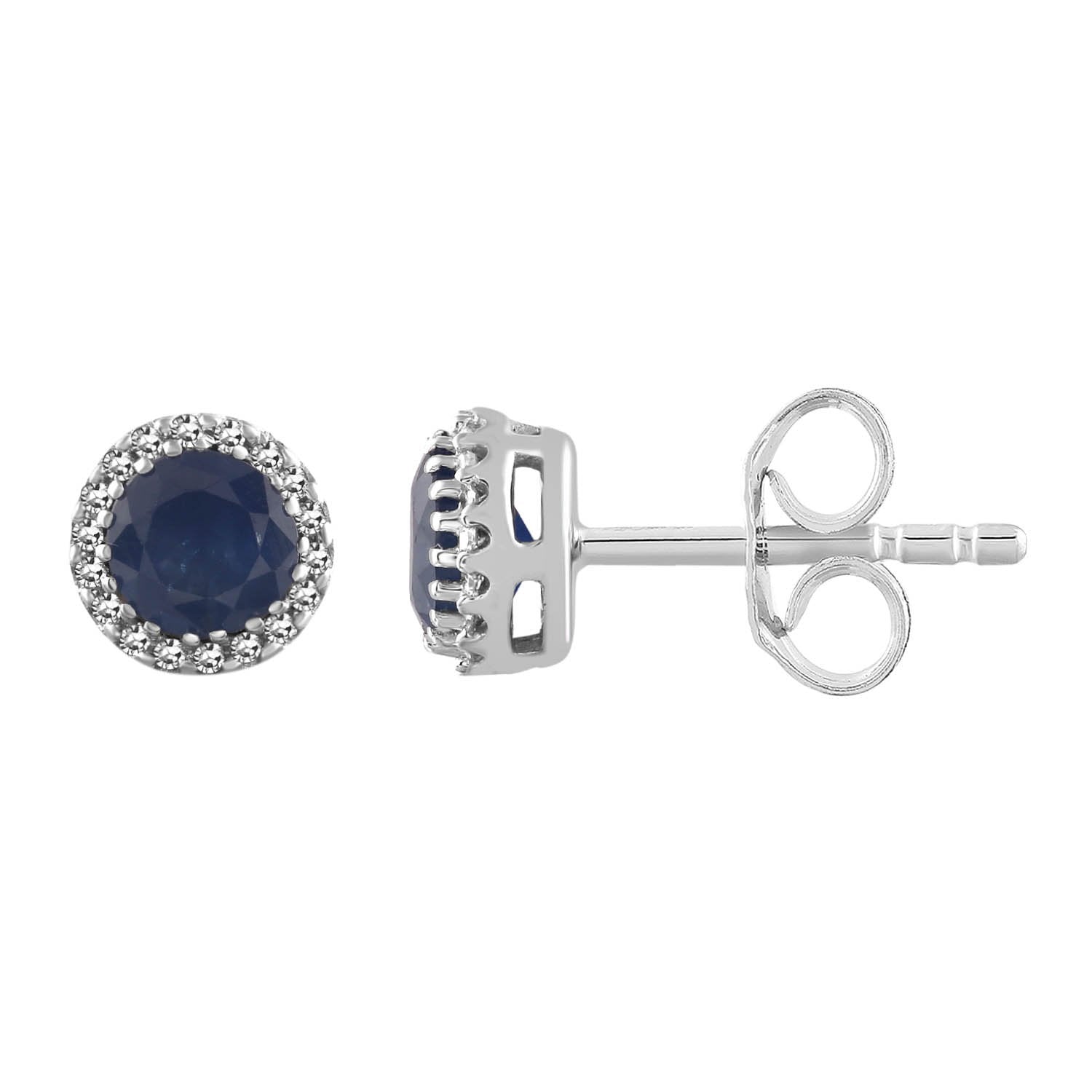 9CT LANA SAPPHIRE AND DIAMOND STUD EARRINGS