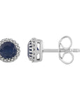 9CT LANA SAPPHIRE AND DIAMOND STUD EARRINGS