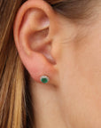 9CT LANA EMERALD & DIAMOND STUD EARRINGS