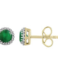 9CT LANA EMERALD & DIAMOND STUD EARRINGS