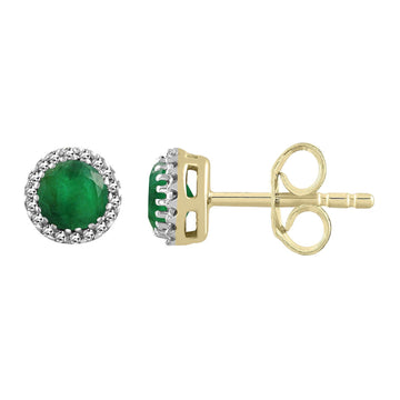 9CT LANA EMERALD & DIAMOND STUD EARRINGS