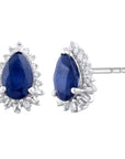 9CT ARIEL SAPPHIRE & DIAMOND STUD EARRINGS