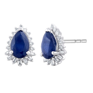 9CT ARIEL SAPPHIRE & DIAMOND STUD EARRINGS